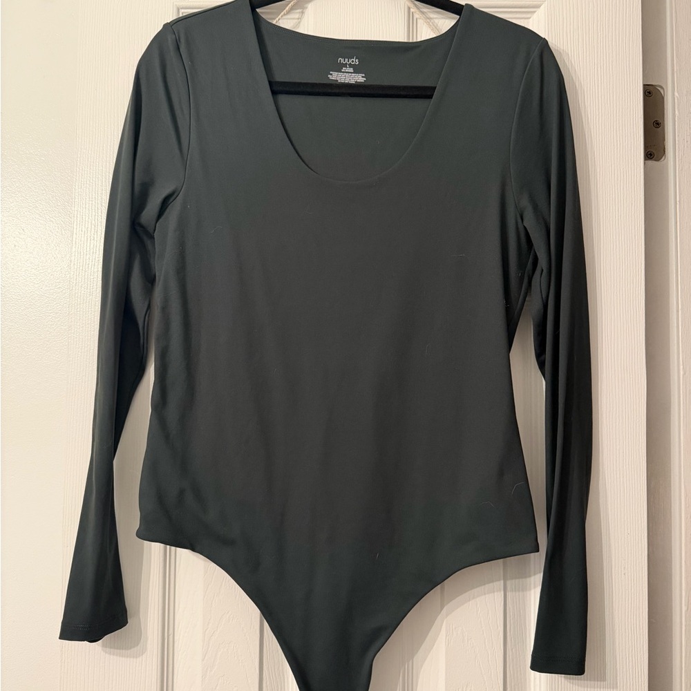 NUUDS Women's Dark GREEN Bodysuit with Long Sleeves